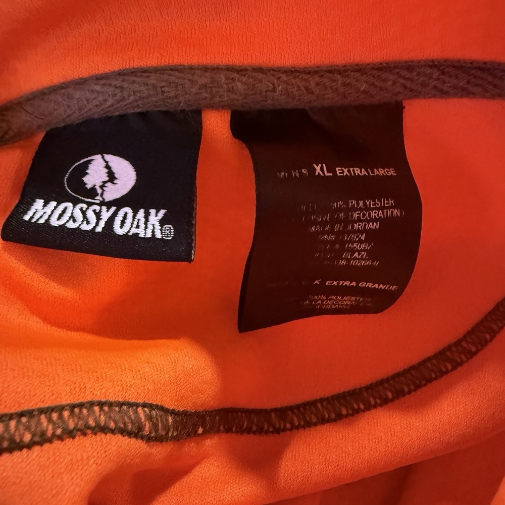 Mossy Oak Neon Orange Quarter Zip Pullover Sweater Men XL Trap Y2K Hunting Trend - Picture 12 of 12